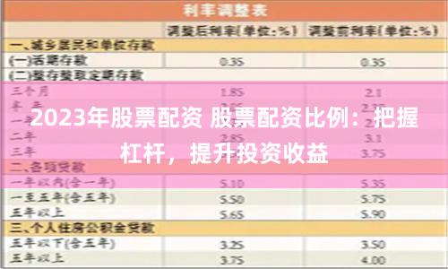 2023年股票配资 股票配资比例:把握杠杆,提升投资收益